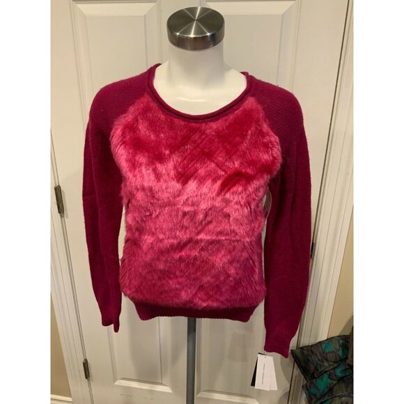 French Connection Dark Sweater w/ Faux Fur Front, Size XS, NWT! - Picture 1 of 5